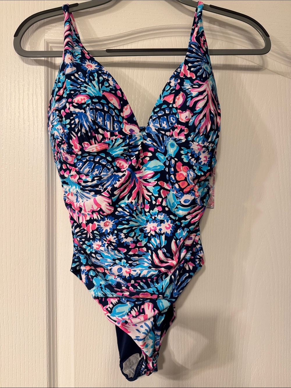 Kids Floral One-Piece Swimsuit in Navy, Blue & Pink